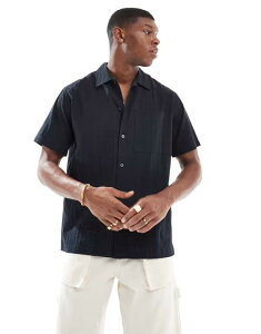 �W���b�N �A���h �W���[���Y �����Y �g�b�v�X �V���c Jack & Jones Premium seersucker shirt Black beauty �u���b�N