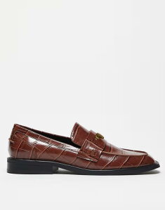 �G�C�\�X �����Y �V���[�Y �X���b�|���E���[�t�@�[ ���[�t�@�[ ASOS DESIGN penny loafers in tan faux croc TAN �^��