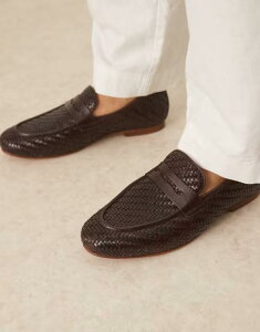 GC\X Y V[Y Xb|E[t@[ U[ [t@[ ASOS DESIGN loafers leather weave BROWN uE