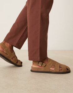 yz GC\X Y T_ V[Y ASOS DESIGN closed fisherman sandals in beige suede Beige
