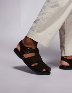 GC\X Y V[Y T_ XG[h ASOS DESIGN closed fisherman sandals suede Brown uE
