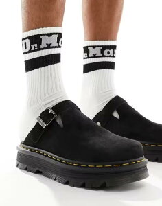yz hN^[}[` Y T_ V[Y Dr Martens ZebZag mule in black suede Black