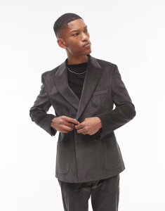 gbv} Y AE^[ WPbgEu] WPbg Topman skinny cord suit jacket in charcoal Charcoal `R[