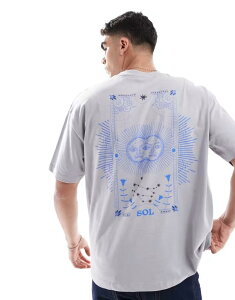 �G�C�\�X �����Y �g�b�v�X T�V���c �O���t�B�b�N ASOS DESIGN oversized T-shirt with celestial graphic ULTIMATE GRAY �O���[