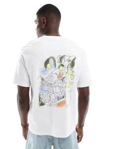 WbN Ah W[Y Y gbvX TVc vg Vc Jack & Jones oversize heavyweight T-shirt with amalfi print Bright White zCg