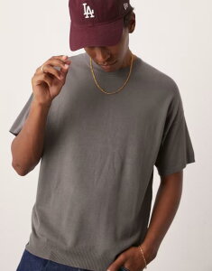 �G�C�\�X �����Y �g�b�v�X T�V���c �j�b�g ASOS DESIGN relaxed knit t-shirt - part of a set Gray �O���[
