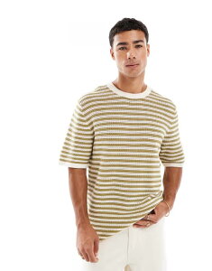 �W���b�N �A���h �W���[���Y �����Y �g�b�v�X T�V���c Jack & Jones crochet t-shirt and green stripe Sea salt �O���[��