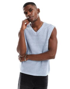 RbgI Y gbvX xXg VlbN Rbg jbg Cotton:On Cotton On v neck thin knit vest top in light LIGHT BLUE u[