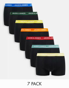 WbN Ah W[Y Y A_[EFA gNX Jack & Jones 7 pack trunks with multi color waistband Black ubN