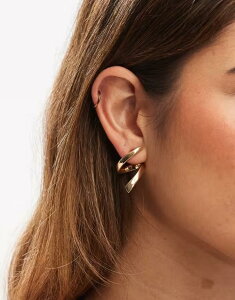 GC\X fB[X ANZT[ sAXECO ASOS DESIGN stud earrings with wiggle detail tone Gold S[h