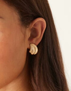 GC\X fB[X ANZT[ sAXECO ASOS DESIGN large stud earrings with triple bubble design in brushed gold tone GOLD S[h