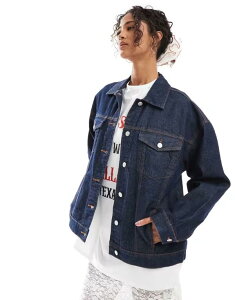 GC\X fB[X AE^[ WPbgEu] fj WPbg ASOS DESIGN oversize 90s denim jacket in rinse wash Dark blue u[