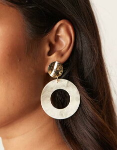 yz fUCr[h fB[X sAXECO ANZT[ DesignB London resin circle stud earrings in neutral and gold tone GOLD