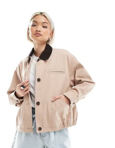 GC\X fB[X AE^[ WPbgEu] WPbg ASOS DESIGN bomber barn jacket with chocolate collar in dusty Dusty pink sN
