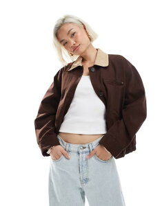 GC\X fB[X AE^[ WPbgEu] WPbg ASOS DESIGN bomber barn jacket with stone collar in chocolate Chocolate `R[g