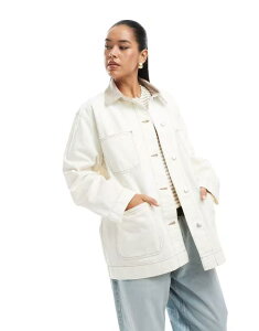 GC\X fB[X AE^[ WPbgEu] RgXg fj WPbg ASOS DESIGN denim barn jacket with contrast collar in ecru ECRU GN