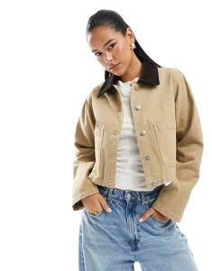 GC\X fB[X AE^[ WPbgEu] fj WPbg ASOS DESIGN crop denim barn jacket in stone STONE Xg[