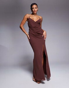 �G�C�\�X ���f�B�[�X �g�b�v�X �����s�[�X �}�L�V�����s�[�X �}�L�V ASOS DESIGN wrap front maxi dress with embellished strap details in chocolate Chocolate �`���R���[�g