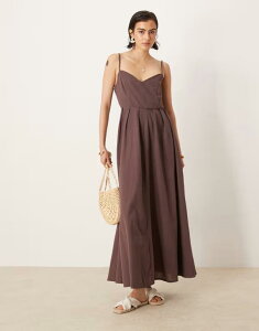 �G�C�\�X ���f�B�[�X �g�b�v�X �����s�[�X �}�L�V�����s�[�X �}�L�V ASOS DESIGN maxi dress with corset bodice and sculpted bust in chocolate Chocolate �`���R���[�g