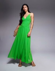 �G�C�\�X ���f�B�[�X �g�b�v�X �����s�[�X �}�L�V�����s�[�X �}�L�V ASOS DESIGN cami straps godet maxi dress with seam details GREEN �O���[��