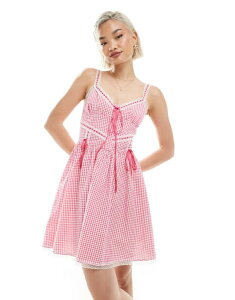 �~�X�Z���t�t���b�W ���f�B�[�X �g�b�v�X �����s�[�X �M���K���`�F�b�N �M���K�� Miss Selfridge gingham corset dress Red gingham ���b�h
