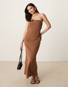 �G�C�\�X ���f�B�[�X �g�b�v�X �����s�[�X �}�L�V�����s�[�X �}�L�V ASOS DESIGN bandeau maxi dress in chocolate Chocolate �`���R���[�g