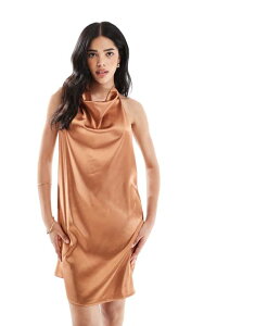 �I�u�W�F�N�g ���f�B�[�X �g�b�v�X �����s�[�X �~�j �z���^�[ Object halter neck mini slip dress in spice Adobe �u���E��