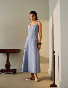 �g�b�v�V���b�v ���f�B�[�X �g�b�v�X �����s�[�X �~�f�B�����s�[�X �~�f�B �f�j�� Topshop denim dropped waist midi dress in bleach Bleach �f�j��