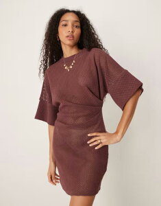 �G�C�\�X ���f�B�[�X �g�b�v�X �����s�[�X �~�j�����s�[�X �~�j T�V���c ASOS DESIGN crochet t-shirt tuck mini dress in chocolate Chocolate �`���R���[�g