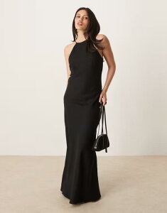 �G�C�\�X ���f�B�[�X �g�b�v�X �����s�[�X ���l�� �}�L�V ASOS DESIGN linen racer maxi sundress Black �u���b�N