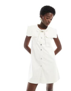 �~�X�Z���t�t���b�W ���f�B�[�X �g�b�v�X �����s�[�X �m�[�X���[�u �f�j�� Miss Selfridge oversized tie collar sleeveless denim dress ECRU �G�N����