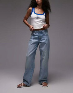�g�b�v�V���b�v ���f�B�[�X �{�g���X �f�j���p���c ���C�h���b�O ���[���C�Y Topshop Ember low rise wide leg jean in bleach Bleach