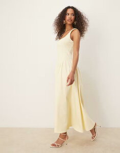 yz GC\X fB[X s[X gbvX ASOS DESIGN corset seam detail maxi dress in buttermilk Buttermilk