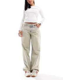 ドクターデニム レディース ボトムス デニムパンツ リラックスフィット ヴィンテージ ストレート ジーンズ Dr Denim Hill relaxed fit low waist wide straight leg jeans in stream pale vintage light wash Lightwash blue ブルー