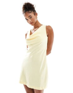 �R�b�g���I�� ���f�B�[�X �g�b�v�X �����s�[�X �~�j�����s�[�X �~�j �R�b�g�� ���l�� Cotton:On Cotton On Haven cowl neck linen blend mini dress in lemon LEMON
