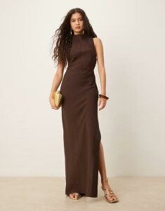 �G�C�\�X ���f�B�[�X �g�b�v�X �����s�[�X �n�C�l�b�N �}�L�V�����s�[�X �}�L�V ASOS DESIGN high neck maxi dress with hardware trim in chocolate Chocolate �`���R���[�g