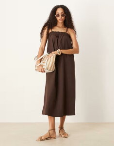 �G�C�\�X ���f�B�[�X �g�b�v�X �����s�[�X �}�L�V�����s�[�X �}�L�V ASOS DESIGN trapeze cami maxi dress in chocolate Chocolate �`���R���[�g