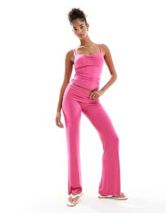 RbgI fB[X {gX JWApc Cotton:On Cotton On Sleep Recovery roll-waist lounge pants in raspberry sorbet - part of a set