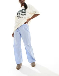 RbgI fB[X {gX JWApc y Blue/White Stripe Cotton:On Cotton On striped boyfriend boxer pajama pants in light blue