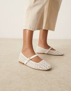 �G�C�\�X ���f�B�[�X �V���[�Y �p���v�X ASOS DESIGN Lottie mary jane ballet flats in off-white weave Off-white weave �I�t�z���C�g