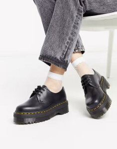 hN^[}[` fB[X V[Y Xj[J[ [X Dr Martens 1461 Quad chunky lace up shoes Black smooth ubN