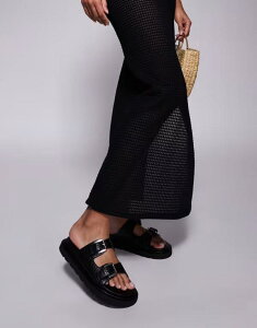 【送料無料】 ウォークロンドン レディース サンダル シューズ Walk London Budapest double strap sandals in black embossed leather Black
