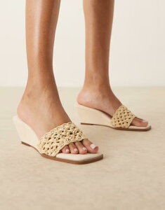 �G�C�\�X ���f�B�[�X �V���[�Y �T���_�� ASOS DESIGN Twix weave detail demi wedge mules in stone STONE �X�g�[��