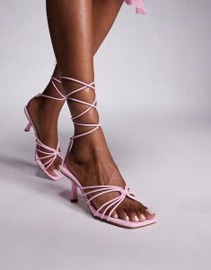 �p�u���b�N�f�U�C�A ���f�B�[�X �V���[�Y �T���_�� �q�[�� Public Desire Nora strappy kitten heeled sandals in powder pink �s���N