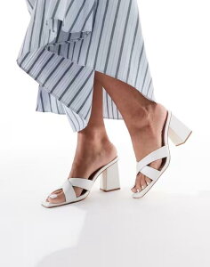 �����h�����x�� ���f�B�[�X �V���[�Y �T���_�� �q�[�� London Rebel crossover detail mules with high heel WHITE �z���C�g