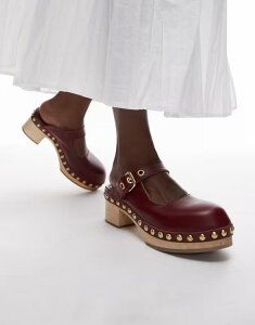 AhAU[Xg[[Y fB[X V[Y IbNXtH[h Dark red & Other Stories wooden sole heeled clogs in dark burgundy red