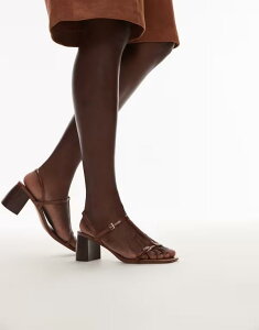 �}���S ���f�B�[�X �V���[�Y �T���_�� �q�[�� Mango buckle detail block heel sandal BROWN �u���E��