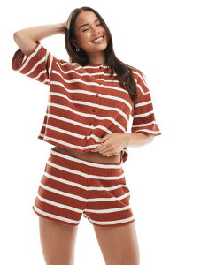 GC\X fB[X {gX n[tpcEV[c V[gpc ASOS DESIGN cut and sew stripe shorts in - part of a set RUST Xg