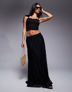 �G�C�\�X ���f�B�[�X �{�g���X �X�J�[�g ���[�X �}�L�V ASOS DESIGN full lace godet maxi skirt black �u���b�N