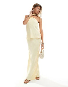 yz GC\X fB[X XJ[g {gX ASOS DESIGN satin bias maxi skirt in buttermilk - part of a set Buttermilk